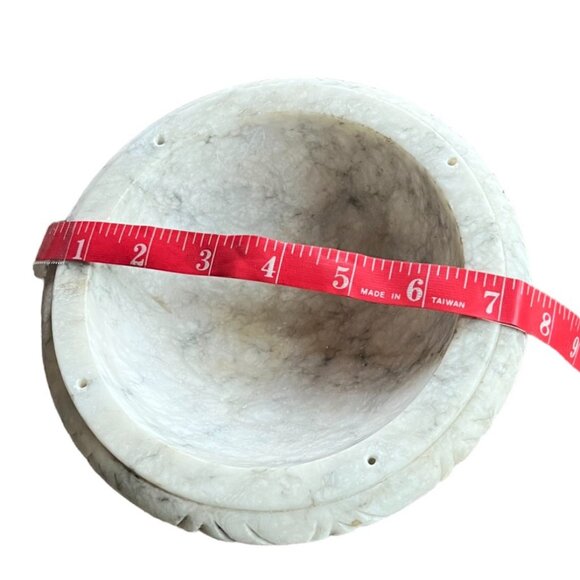 Vtg Hand Carved Italian Marble Pedestal Bird Bath/Fruit Bowl w/4 Removable Doves - Picture 6 of 16